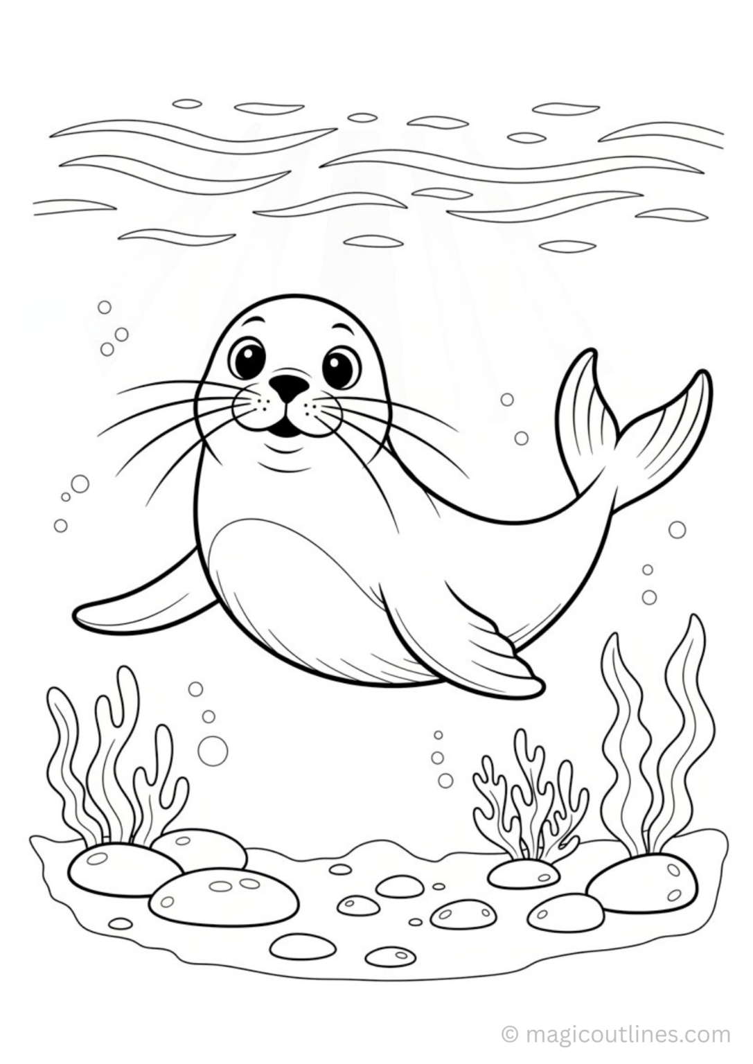 Cute Seal Coloring Page Printable for Kids – Free Ocean Animal Sheet
