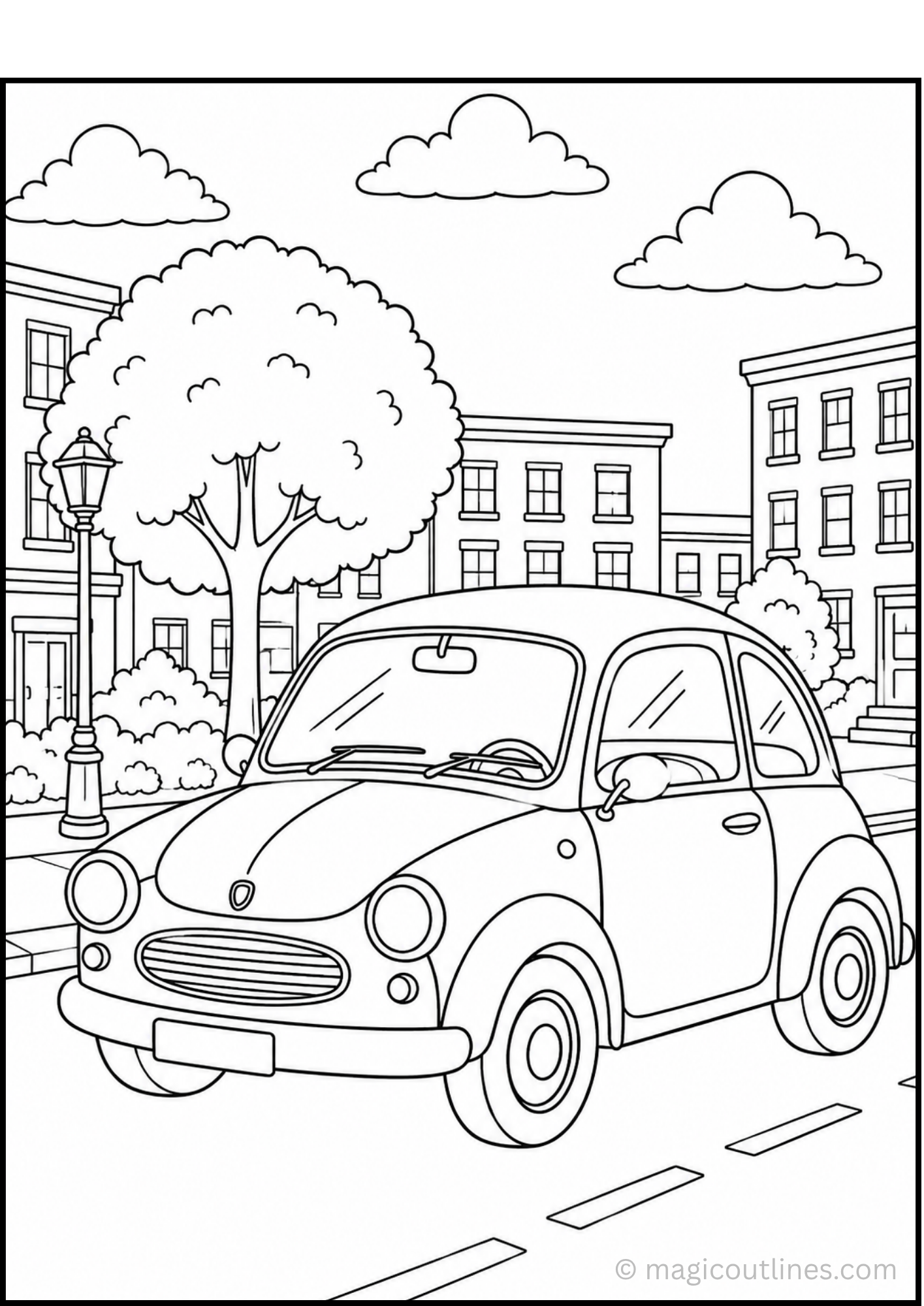 Classic car coloring page free printable PDF for kids