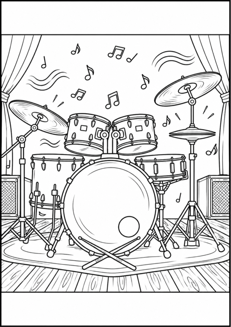 Drum Set Coloring Page (Free Printable PDF)