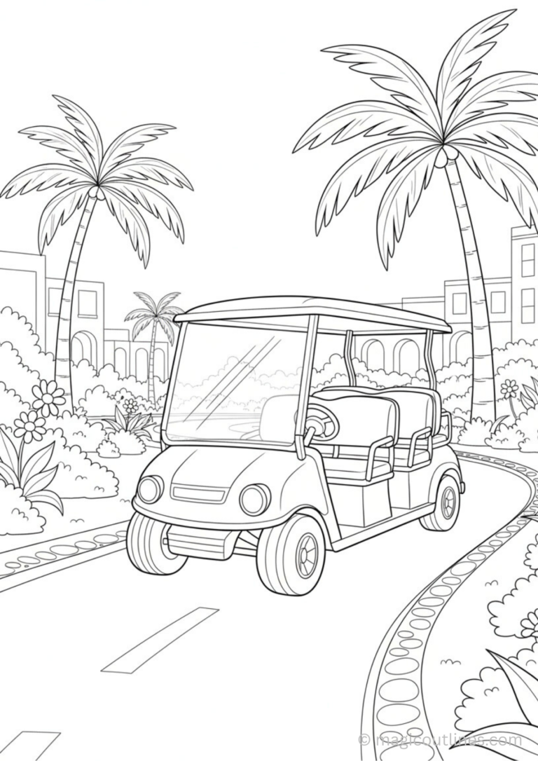electric golf cart coloring page for kids eco vehicle printable