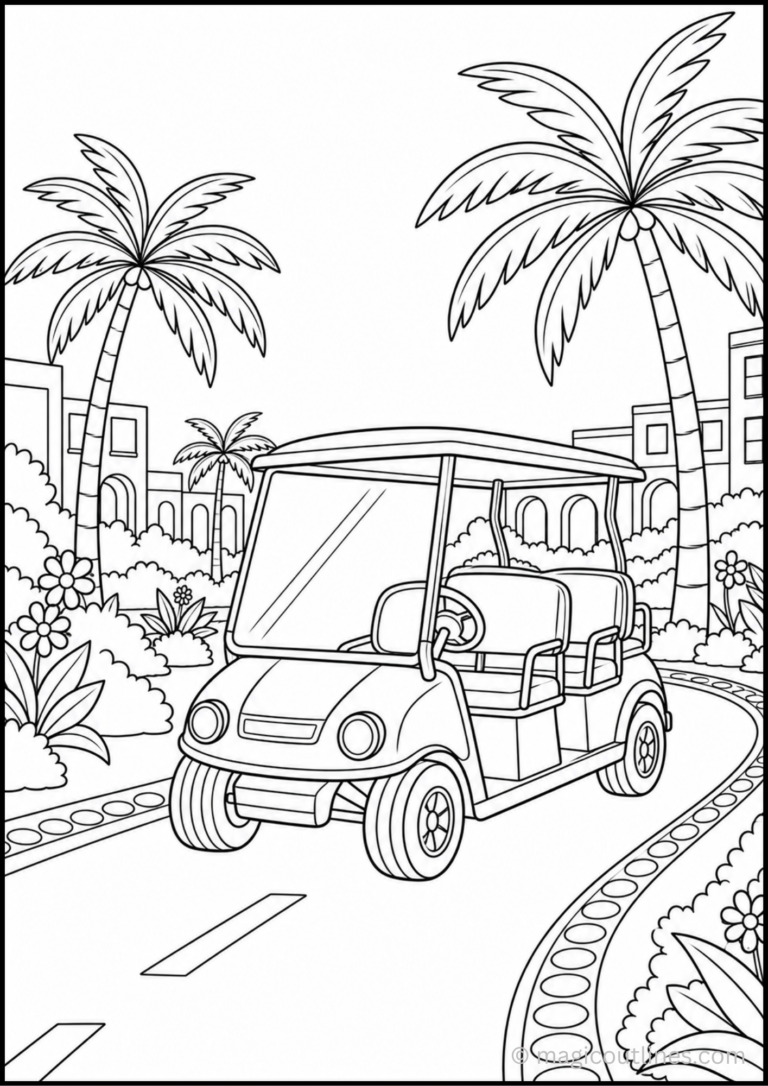 Golf Cart Coloring Page (Free Printable PDF)