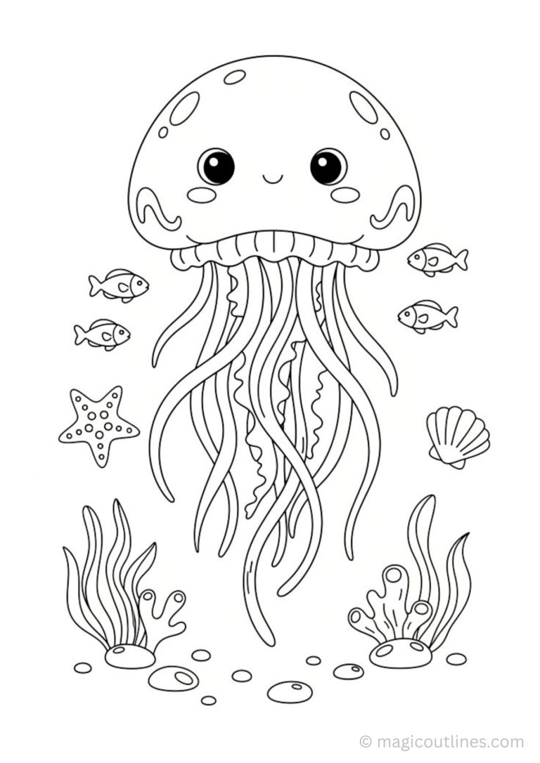 cute jellyfish coloring pages for kids