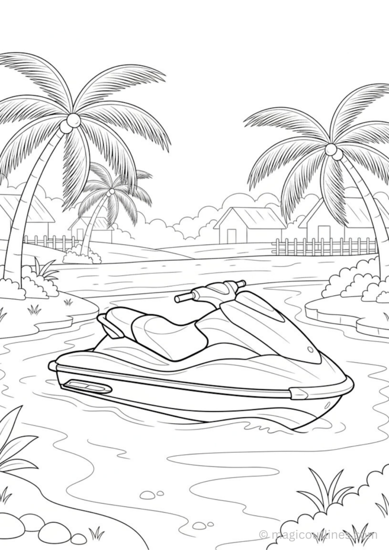 jet ski coloring page for kids water scooter printable
