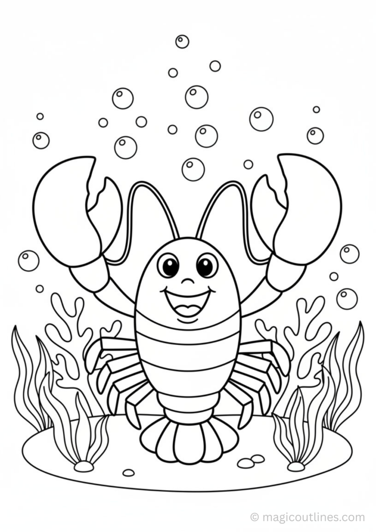 Fun 5 Lobster with Big Claws Coloring Pages for Kids (Free Printable PDF)