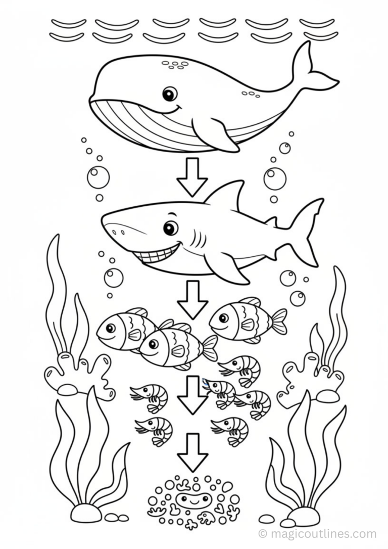 ocean food chain coloring pages for kids
