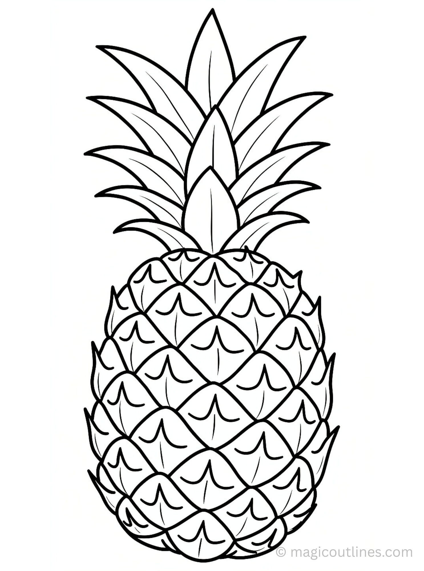 pineapple coloring page for kids printable tropical fruit