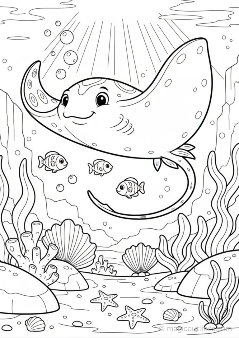 stingray fish free coloring page