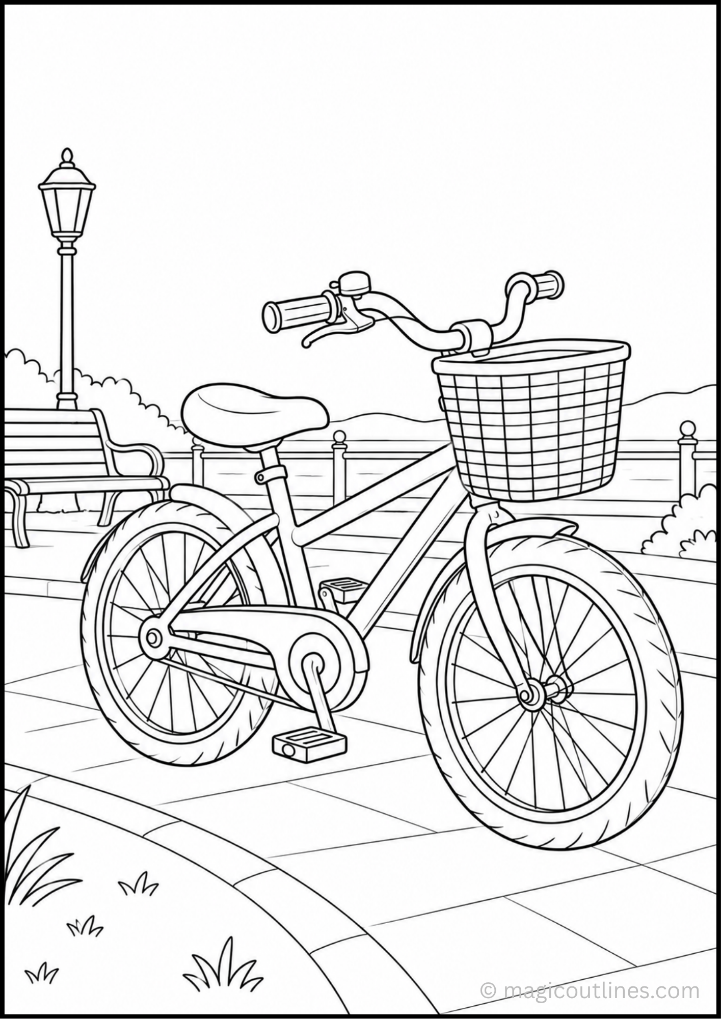 Bicycle Coloring Page Free Printable PDF