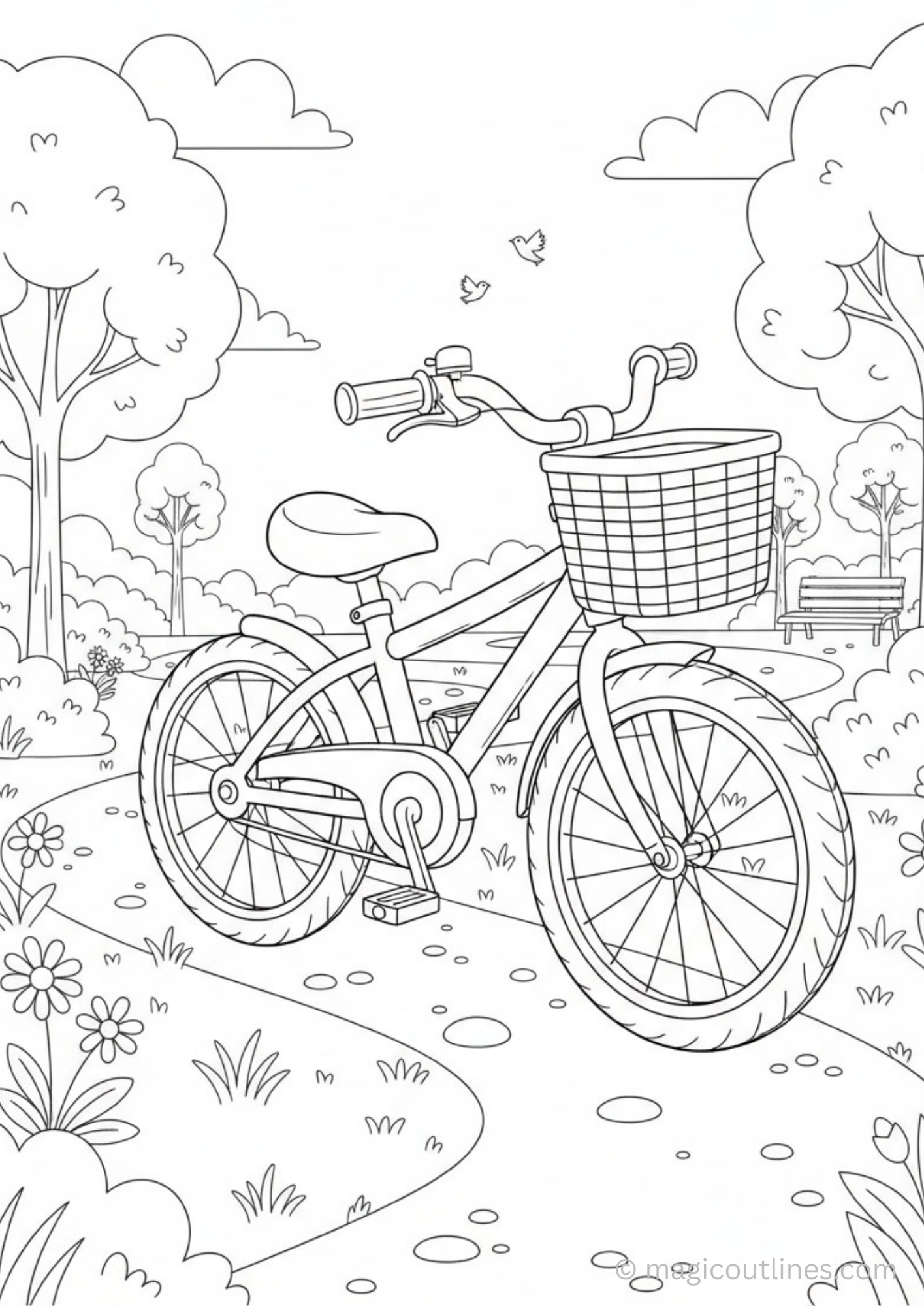 bicycle free coloring page printable simple bike outdoor activity for kids