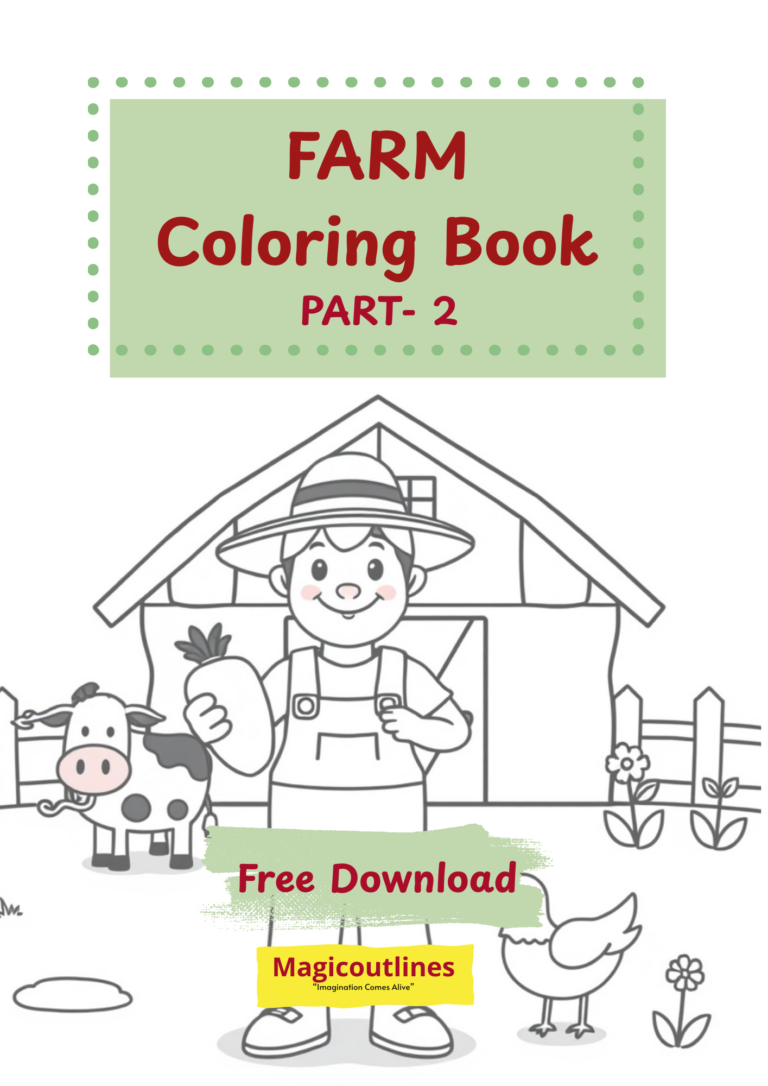 Farm Coloring Book printable pages for kids