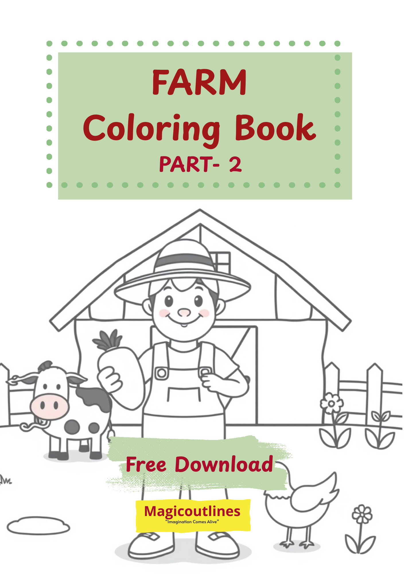 Farm Coloring Book printable pages for kids