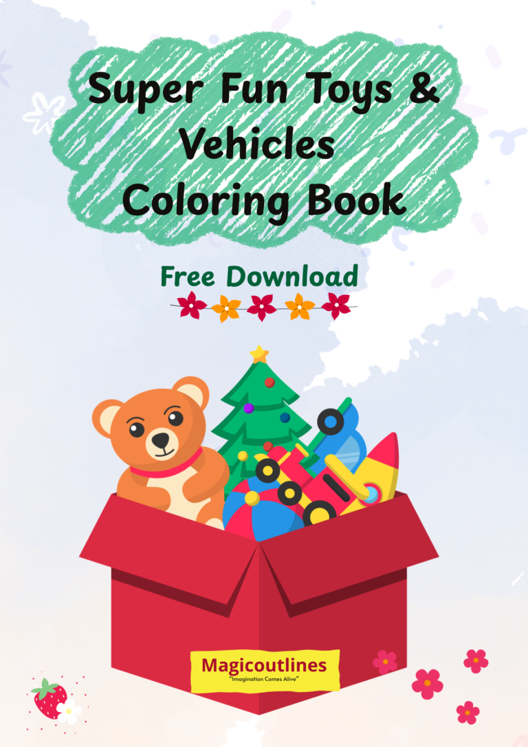 toys and vehicles coloring book for kids printable