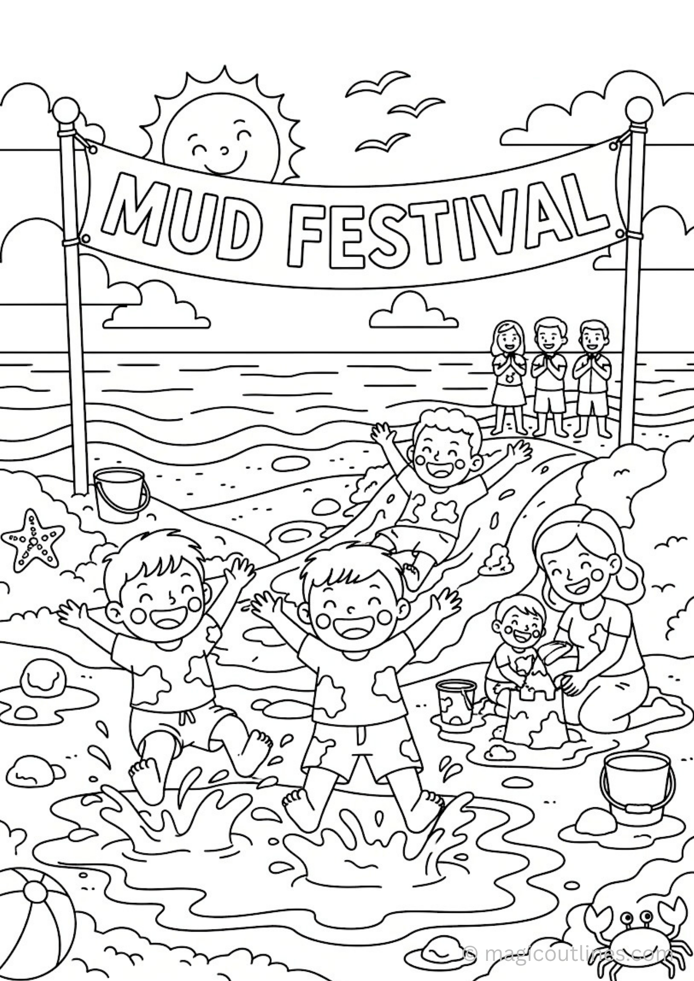 BBoryeong Mud Festival coloring page printable for kids