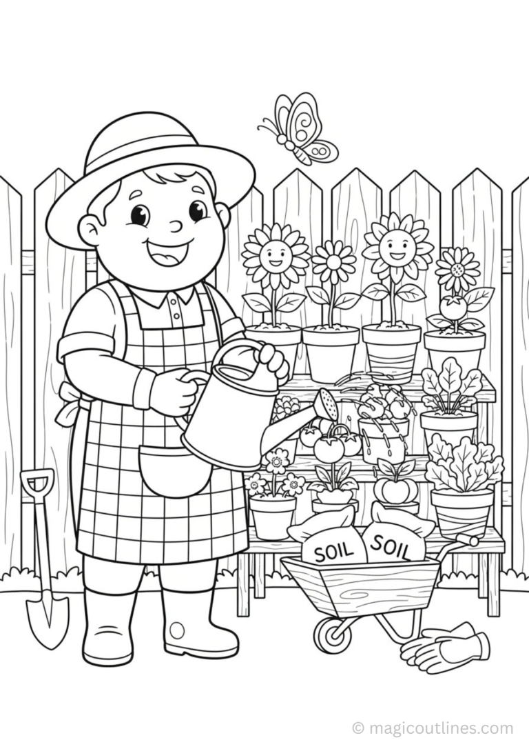 gardener coloring page for kids