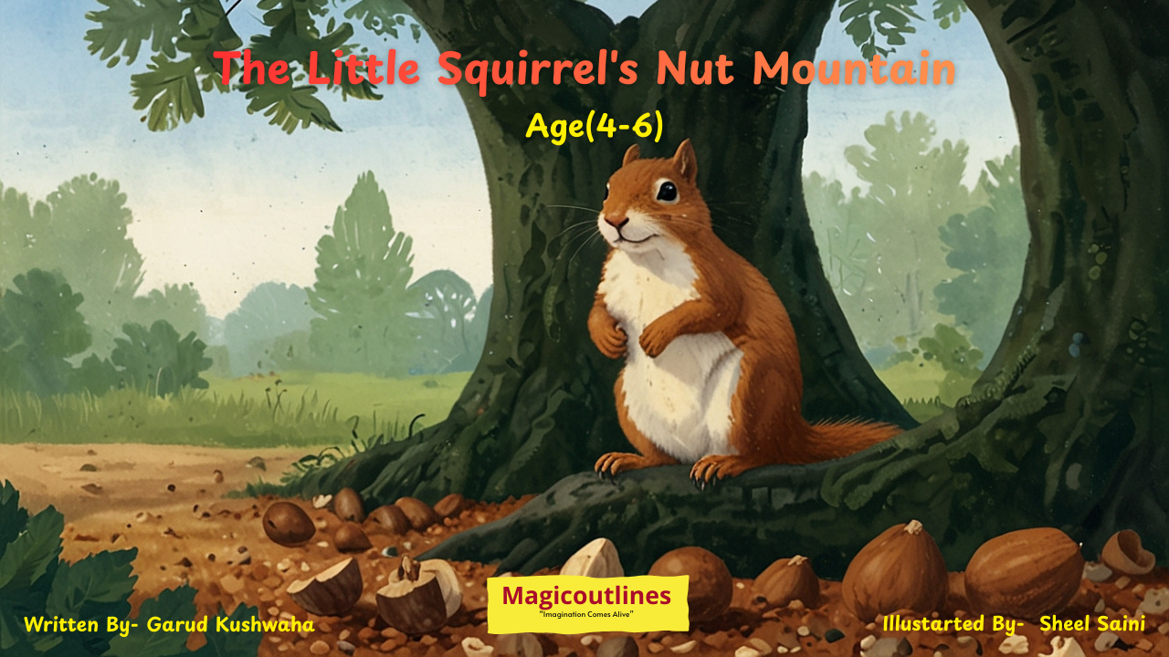 autumn squirrel story for kids nut mountain oak tree illustration