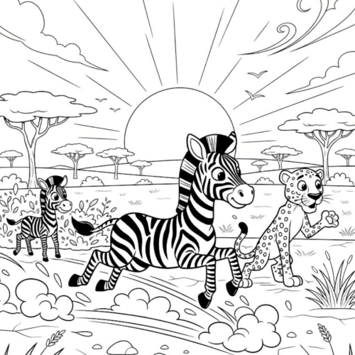 brave zebra saving brother story illustration