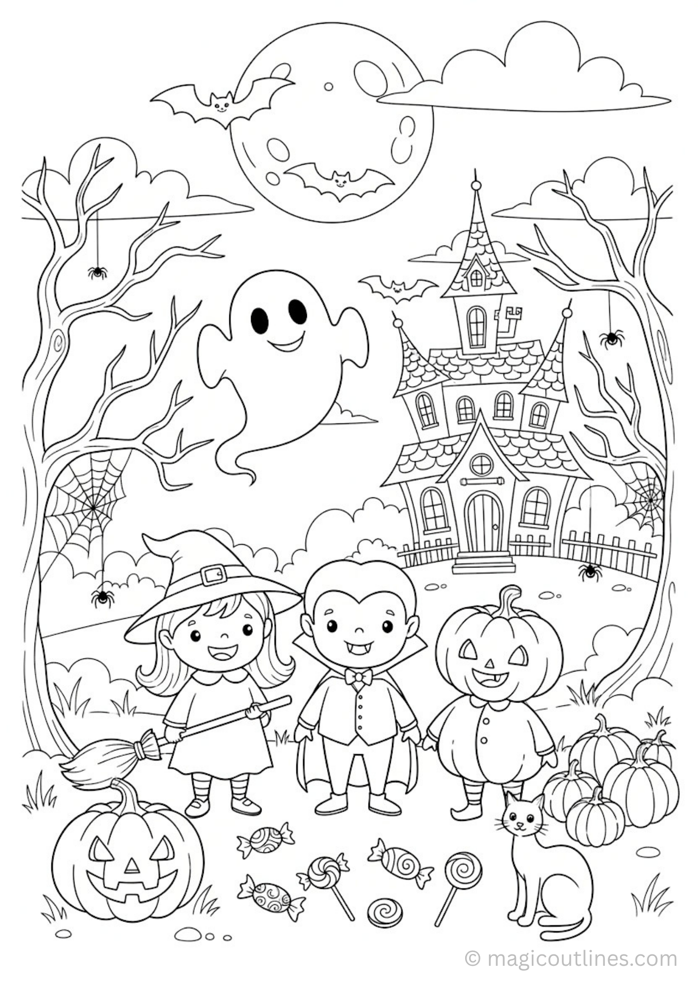 Halloween coloring page for kids printable