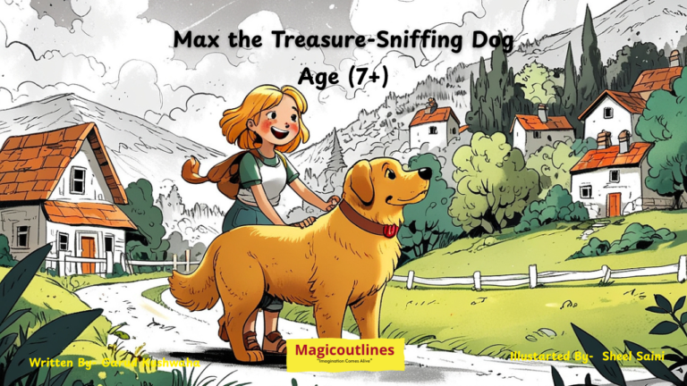 Max the Treasure-Sniffing Dog Magical Adventure kids story illustration