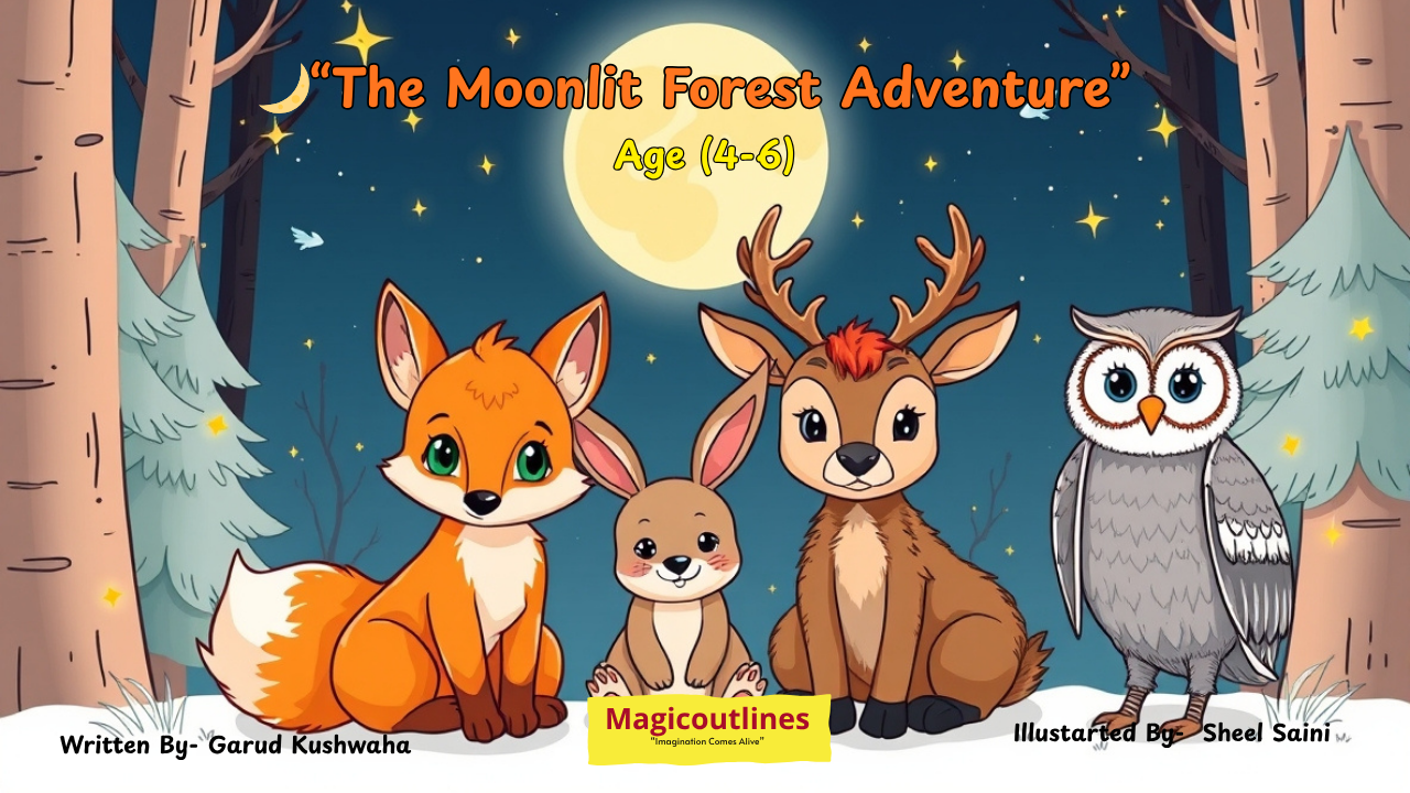 Moonlit Forest Adventure Story for Kids animals under moon night scene