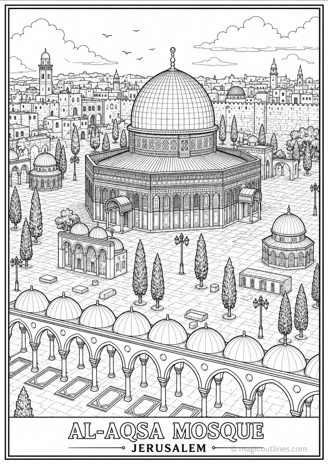 Al-Aqsa Mosque Coloring Page (Free Printable PDF)
