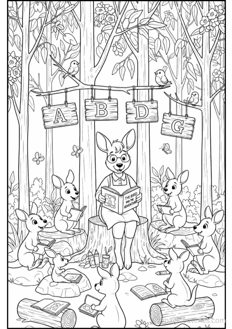5 kangaroo coloring pages free printable PDF for kids