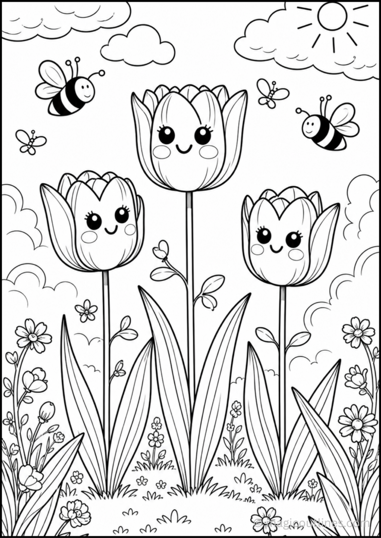 10 beautiful tulip coloring pages cute tulip design