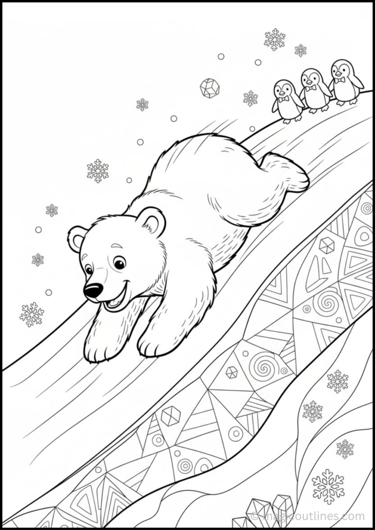 Free printable polar bear coloring pages PDF for kids
