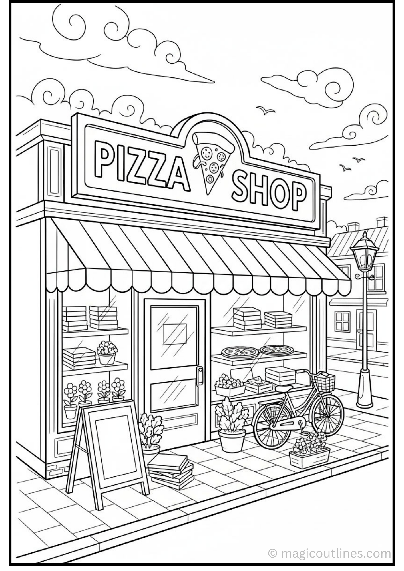 Pizza Shop Coloring Page (Free Printable PDF)