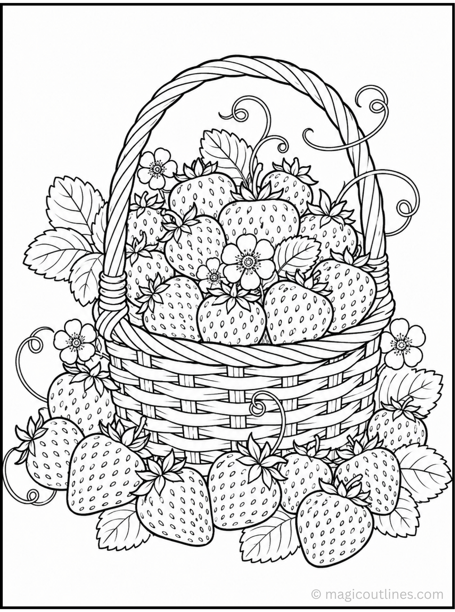 Strawberry Coloring Page (Free Printable PDF)