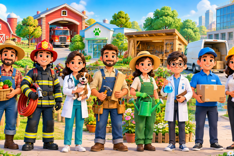 Community helpers for kids learning about different professions